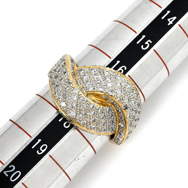 ノンブランド NON BRAND ダイヤモンド 1.70ct イエローゴールド K18YG ダイヤモンド リング 指輪 K18YG パヴェ メレダイヤ クロス ツイスト 幅広 ボリュームリング 17号