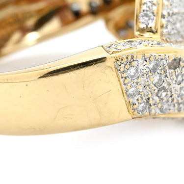 ノンブランド NON BRAND ダイヤモンド 1.70ct イエローゴールド K18YG ダイヤモンド リング 指輪 K18YG パヴェ メレダイヤ クロス ツイスト 幅広 ボリュームリング 17号