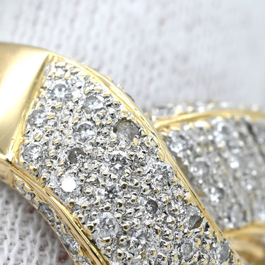 ノンブランド NON BRAND ダイヤモンド 1.70ct イエローゴールド K18YG ダイヤモンド リング 指輪 K18YG パヴェ メレダイヤ クロス ツイスト 幅広 ボリュームリング 17号