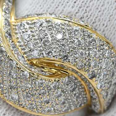 ノンブランド NON BRAND ダイヤモンド 1.70ct イエローゴールド K18YG ダイヤモンド リング 指輪 K18YG パヴェ メレダイヤ クロス ツイスト 幅広 ボリュームリング 17号