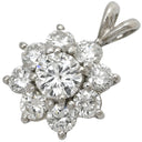 ノンブランド NON BRAND プラチナム ダイヤ 1.0ct プラチナシルバー Pt900 ダイヤモンド ペンダントトップ Pt900 フラワーモチーフ クラスター V字金具