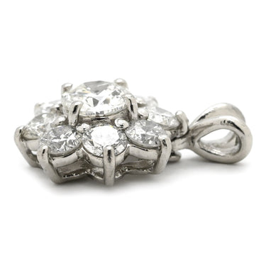 ノンブランド NON BRAND プラチナム ダイヤ 1.0ct プラチナシルバー Pt900 ダイヤモンド ペンダントトップ Pt900 フラワーモチーフ クラスター V字金具