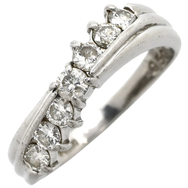 ノンブランド NON BRAND ダイヤ 0.50ct プラチナシルバー Pt900 ダイヤモンド リング 指輪 プラチナム Pt900 7P 7石 7粒 ウェーブ 一文字デザイン ラインストーン エンゲージ ブライダル 12号