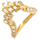 ノンブランド NON BRAND ダイヤ リング イエローゴールド×シルバー K18YG ダイヤモンド リング 指輪 Au750 18K 18金 YG V字デザイン バゲットカット 7号