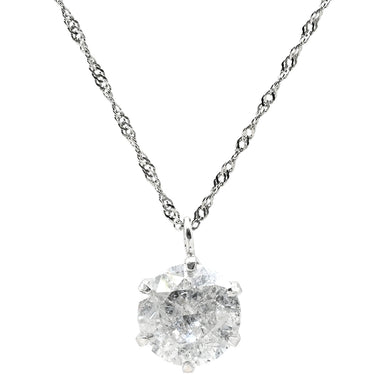 ノンブランド NON BRAND 一粒 ダイヤペンダント 1.0ct プラチナシルバー ダイヤモンド Pt999 Pt850（チェーン） ネックレス Pt999 1ct ダイヤ 一粒石 ラウンドブリリアントカット