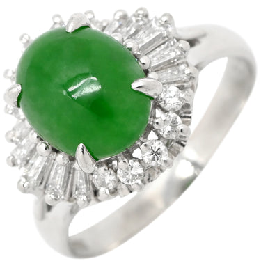 ノンブランド NON BRAND ヒスイ 2.46ct ダイヤモンド プラチナシルバー Pt900 ヒスイ ダイヤモンド リング 指輪 緑 グリーン 翡翠 ひすい ジェダイト プラチナ900 14号