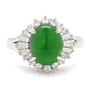 ノンブランド NON BRAND ヒスイ 2.46ct ダイヤモンド プラチナシルバー Pt900 ヒスイ ダイヤモンド リング 指輪 緑 グリーン 翡翠 ひすい ジェダイト プラチナ900 14号