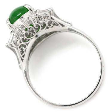 ノンブランド NON BRAND ヒスイ 2.46ct ダイヤモンド プラチナシルバー Pt900 ヒスイ ダイヤモンド リング 指輪 緑 グリーン 翡翠 ひすい ジェダイト プラチナ900 14号