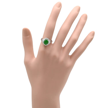 ノンブランド NON BRAND ヒスイ 2.46ct ダイヤモンド プラチナシルバー Pt900 ヒスイ ダイヤモンド リング 指輪 緑 グリーン 翡翠 ひすい ジェダイト プラチナ900 14号