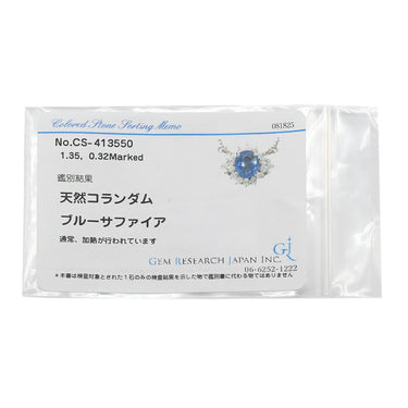 ノンブランド NON BRAND ブルーサファイア ダイヤモンド ブルー×プラチナシルバー Pt850 サファイア ダイヤモンド ネックレス 青 Pt850 プラチナ ヘイローデザイン オーバル パヴェ ベネチアンチェーン