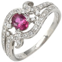 ノンブランド NON BRAND ルビー ダイヤモンド ホワイトゴールド ルビー ダイヤモンド K18WG(金種確認済み) リング 指輪 レッド 赤 1石 オーバルカット 15号