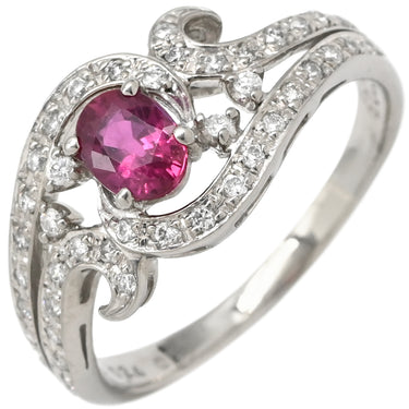 ノンブランド NON BRAND ルビー ダイヤモンド ホワイトゴールド ルビー ダイヤモンド K18WG(金種確認済み) リング 指輪 レッド 赤 1石 オーバルカット 15号