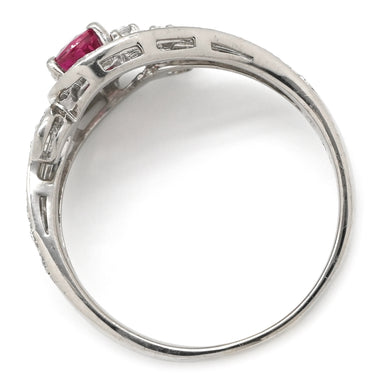 ノンブランド NON BRAND ルビー ダイヤモンド ホワイトゴールド ルビー ダイヤモンド K18WG(金種確認済み) リング 指輪 レッド 赤 1石 オーバルカット 15号