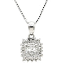 ノンブランド NON BRAND ダイヤ 0.61ct ペンダント プラチナシルバー×ホワイトゴールド ダイヤモンド Pt900 K18WG(チェーン) ネックレス Pt 18KWG スクエア プリンセスカット メレダイヤ