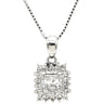 ノンブランド NON BRAND ダイヤ 0.61ct ペンダント プラチナシルバー×ホワイトゴールド ダイヤモンド Pt900 K18WG(チェーン) ネックレス Pt 18KWG スクエア プリンセスカット メレダイヤ