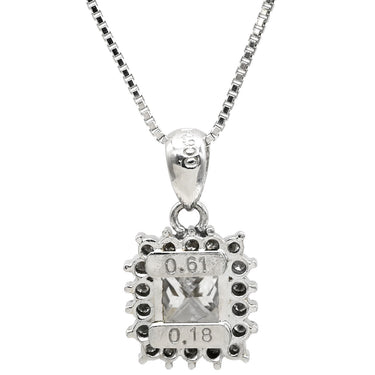 ノンブランド NON BRAND ダイヤ 0.61ct ペンダント プラチナシルバー×ホワイトゴールド ダイヤモンド Pt900 K18WG(チェーン) ネックレス Pt 18KWG スクエア プリンセスカット メレダイヤ