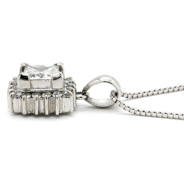 ノンブランド NON BRAND ダイヤ 0.61ct ペンダント プラチナシルバー×ホワイトゴールド ダイヤモンド Pt900 K18WG(チェーン) ネックレス Pt 18KWG スクエア プリンセスカット メレダイヤ