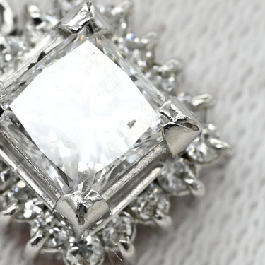 ノンブランド NON BRAND ダイヤ 0.61ct ペンダント プラチナシルバー×ホワイトゴールド ダイヤモンド Pt900 K18WG(チェーン) ネックレス Pt 18KWG スクエア プリンセスカット メレダイヤ