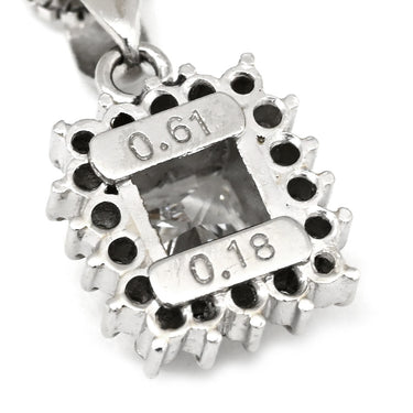 ノンブランド NON BRAND ダイヤ 0.61ct ペンダント プラチナシルバー×ホワイトゴールド ダイヤモンド Pt900 K18WG(チェーン) ネックレス Pt 18KWG スクエア プリンセスカット メレダイヤ