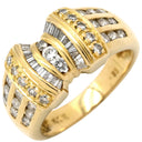 ノンブランド NON BRAND ダイヤ 0.93ct イエローゴールド K18YG ダイヤモンド リング 指輪 Au750 18K 18金 メレダイヤ パヴェ バゲットカット リボンモチーフ 11号