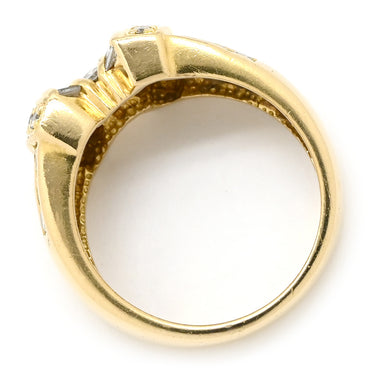 ノンブランド NON BRAND ダイヤ 0.93ct イエローゴールド K18YG ダイヤモンド リング 指輪 Au750 18K 18金 メレダイヤ パヴェ バゲットカット リボンモチーフ 11号