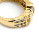 ノンブランド NON BRAND ダイヤ 0.93ct イエローゴールド K18YG ダイヤモンド リング 指輪 Au750 18K 18金 メレダイヤ パヴェ バゲットカット リボンモチーフ 11号