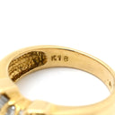 ノンブランド NON BRAND ダイヤ 0.93ct イエローゴールド K18YG ダイヤモンド リング 指輪 Au750 18K 18金 メレダイヤ パヴェ バゲットカット リボンモチーフ 11号