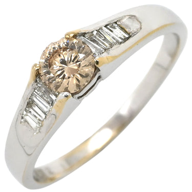 ノンブランド NON BRAND SI1 ダイヤ 0.380ct ホワイトゴールド K18WG ダイヤモンド リング 指輪 K18WG Au750 18K 18金 ファンシーブラウン テーパーカット 13.5号