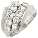 ノンブランド NON BRAND ダイヤ 1.20ct プラチナシルバー Pt850 ダイヤモンド リング 指輪 Pt850 プラチナ パヴェ メレダイヤ 4列 4連 ウェーブ 11号
