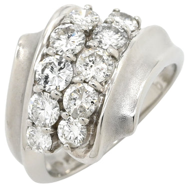 ノンブランド NON BRAND ダイヤ 1.20ct プラチナシルバー Pt850 ダイヤモンド リング 指輪 Pt850 プラチナ パヴェ メレダイヤ 4列 4連 ウェーブ 11号