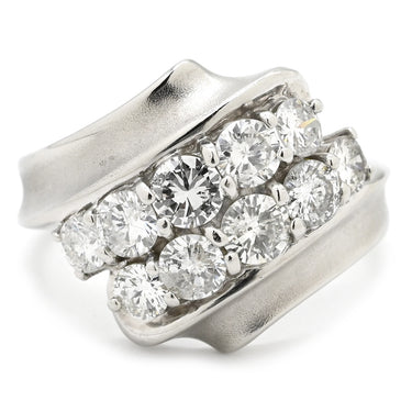 ノンブランド NON BRAND ダイヤ 1.20ct プラチナシルバー Pt850 ダイヤモンド リング 指輪 Pt850 プラチナ パヴェ メレダイヤ 4列 4連 ウェーブ 11号