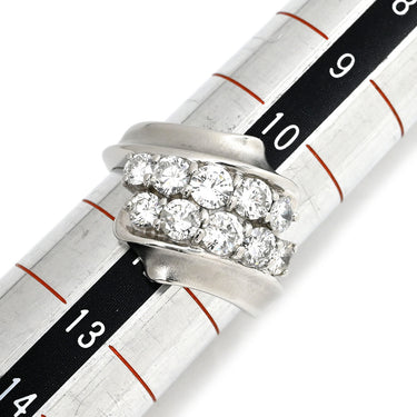 ノンブランド NON BRAND ダイヤ 1.20ct プラチナシルバー Pt850 ダイヤモンド リング 指輪 Pt850 プラチナ パヴェ メレダイヤ 4列 4連 ウェーブ 11号
