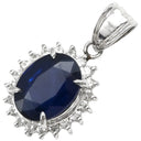 ノンブランド NON BRAND サファイア 2.63ct ダイヤモンド ブルーXプラチナシルバー Pt900 サファイア ダイヤモンド ペンダントトップ 青 オーバルカット プラチナ