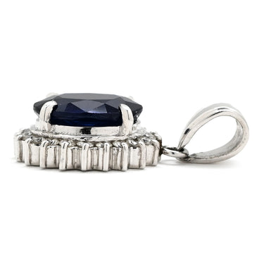 ノンブランド NON BRAND サファイア 2.63ct ダイヤモンド ブルーXプラチナシルバー Pt900 サファイア ダイヤモンド ペンダントトップ 青 オーバルカット プラチナ