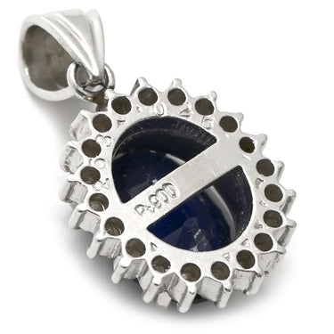 ノンブランド NON BRAND サファイア 2.63ct ダイヤモンド ブルーXプラチナシルバー Pt900 サファイア ダイヤモンド ペンダントトップ 青 オーバルカット プラチナ