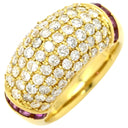 ノンブランド NON BRAND ダイヤモンド 1.50ct ルビー 0.56ct イエローゴールド K18YG ダイヤモンド ルビー リング 指輪 K18 Au750 YG パヴェダイヤ 月甲丸 ドーム 11号