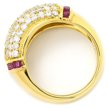 ノンブランド NON BRAND ダイヤモンド 1.50ct ルビー 0.56ct イエローゴールド K18YG ダイヤモンド ルビー リング 指輪 K18 Au750 YG パヴェダイヤ 月甲丸 ドーム 11号
