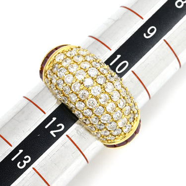 ノンブランド NON BRAND ダイヤモンド 1.50ct ルビー 0.56ct イエローゴールド K18YG ダイヤモンド ルビー リング 指輪 K18 Au750 YG パヴェダイヤ 月甲丸 ドーム 11号