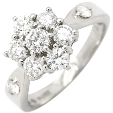 ノンブランド NON BRAND ダイヤ 1.01ct プラチナシルバー Pt850 ダイヤモンド リング 指輪 Pt850 9P 9石 9粒 ブリリアントカット フラワー 花モチーフ サイドストーン 11.5号