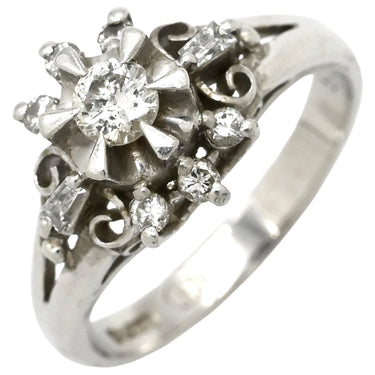 ノンブランド NON BRAND ダイヤ 0.15ct 0.17ct プラチナシルバー Pt900 ダイヤモンド リング 指輪 Pt900 9P 9石 9粒 フラワー 花モチーフ 5.5号