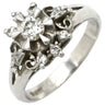 ノンブランド NON BRAND ダイヤ 0.15ct 0.17ct プラチナシルバー Pt900 ダイヤモンド リング 指輪 Pt900 9P 9石 9粒 フラワー 花モチーフ 5.5号