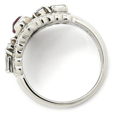 ノンブランド NON BRAND ルビー 0.94ct ダイヤ 0.68ct レッド×プラチナシルバー Pt900 ルビー ダイヤモンド リング 指輪 赤 1P 1石 1粒 プラチナ Pt900 メレダイヤ パヴェ バケット オーバル 楕円 12号