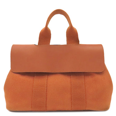 エルメス HERMES ヴァルパライソPM ポティロン トワルシェブロン レザー ハンドバッグ シルバー金具 オレンジ ポーチ欠品