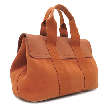 エルメス HERMES ヴァルパライソPM ポティロン トワルシェブロン レザー ハンドバッグ シルバー金具 オレンジ ポーチ欠品