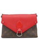 ルイヴィトン LOUIS VUITTON サンミシェル M44031 コクリコ モノグラムキャンバス エピレザー ショルダーバッグ シルバー金具 茶 赤