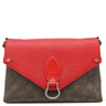 ルイヴィトン LOUIS VUITTON サンミシェル M44031 コクリコ モノグラムキャンバス エピレザー ショルダーバッグ シルバー金具 茶 赤