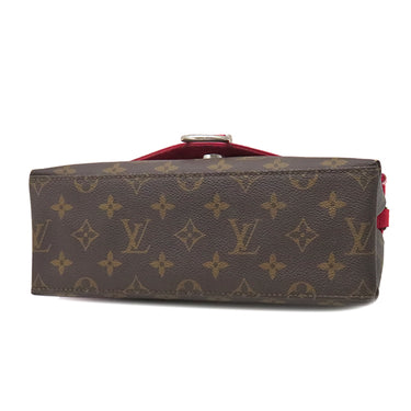 ルイヴィトン LOUIS VUITTON サンミシェル M44031 コクリコ モノグラムキャンバス エピレザー ショルダーバッグ シルバー金具 茶 赤