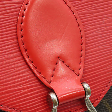 ルイヴィトン LOUIS VUITTON サンミシェル M44031 コクリコ モノグラムキャンバス エピレザー ショルダーバッグ シルバー金具 茶 赤