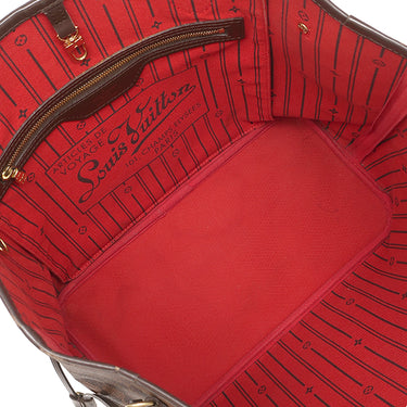 ルイヴィトン LOUIS VUITTON ネヴァーフルMM N51105 ダミエエベヌ ダミエキャンバス トートバッグ ゴールド金具 茶 赤 ショルダーバッグ 肩掛け
