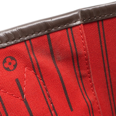 ルイヴィトン LOUIS VUITTON ネヴァーフルMM N51105 ダミエエベヌ ダミエキャンバス トートバッグ ゴールド金具 茶 赤 ショルダーバッグ 肩掛け
